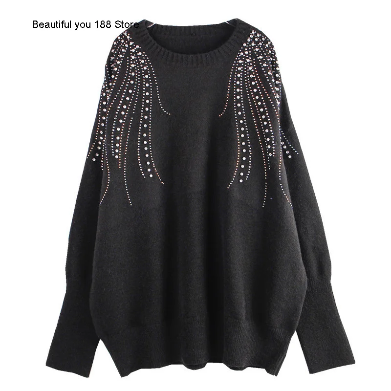 

Heavy industry diamond inlaid sweater for women to wear in autumn and winter