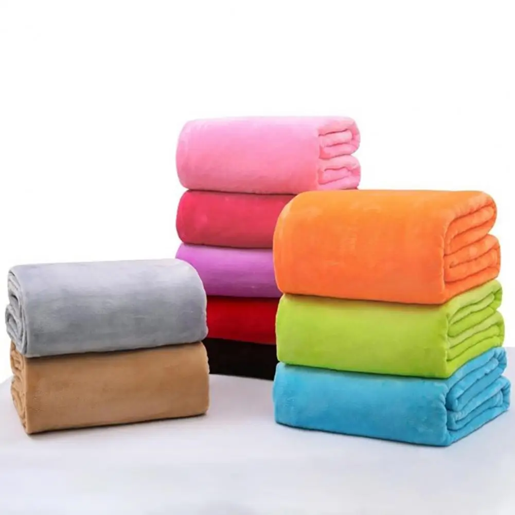 

50*70cmSuper Soft Blanket Flannel Aircraft Blanket Solid Color Coral Fleece Cover Warm Sheets Blankets Sofa Office Home Textile