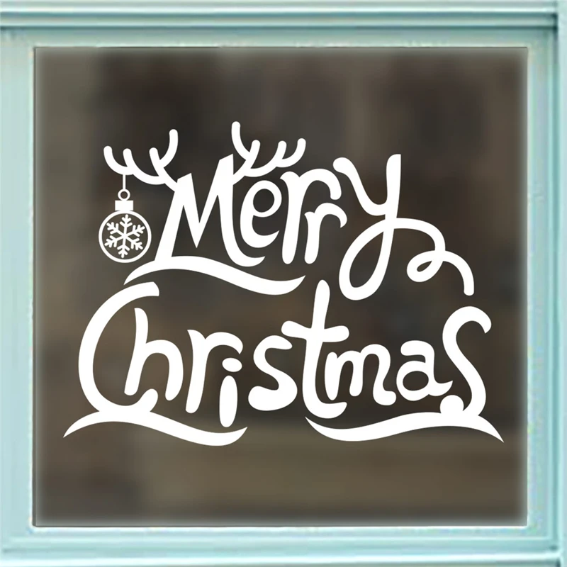 Новые веселые рождественские наклейки на стену с надписями домашний декор