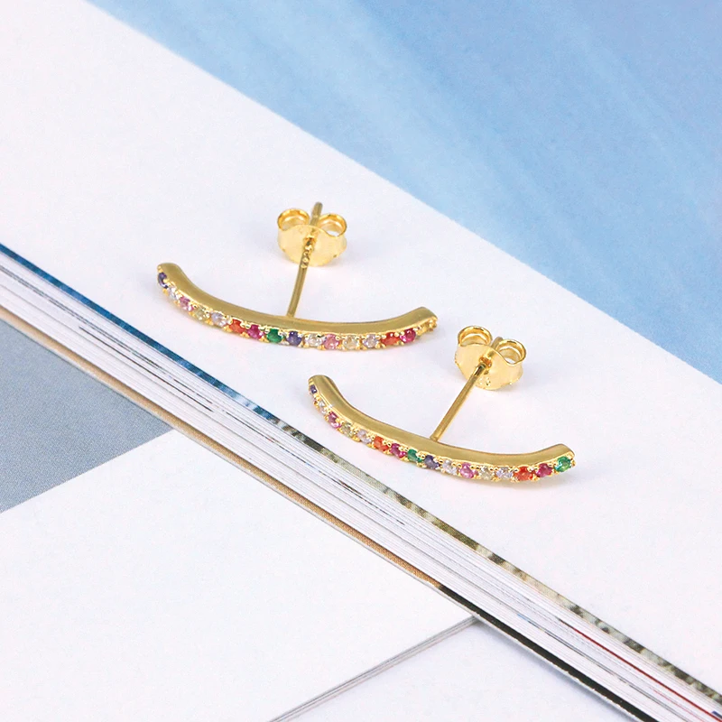 Женские трендовые серьги гвоздики ROXI Rainbow из стерлингового серебра 925 пробы с