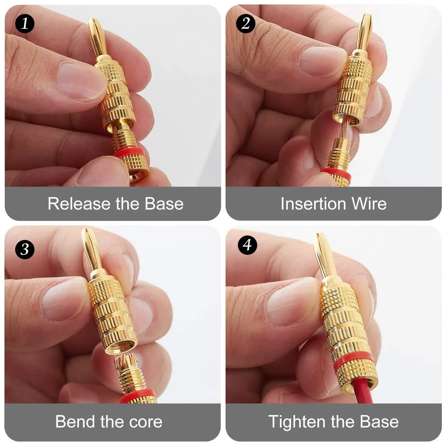 BA1459 Hight Quality 24K Gold plated Speaker Cable Banana Plug Terminal banana plug adapter for cable | Электроника