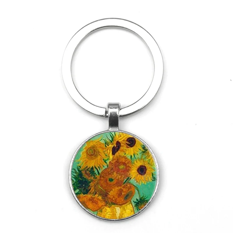 Новинка креативная масляная живопись Подсолнух выпуклый брелок из сплава