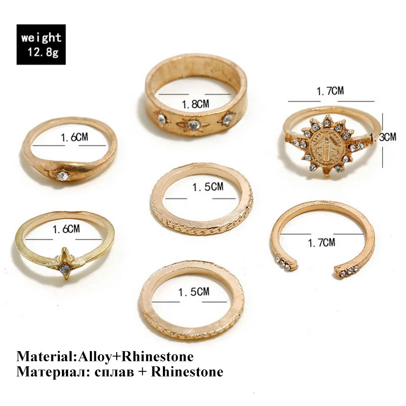 На фаланги бохо кольца для женщин аксессуары винтажные золотые звезды Стразы