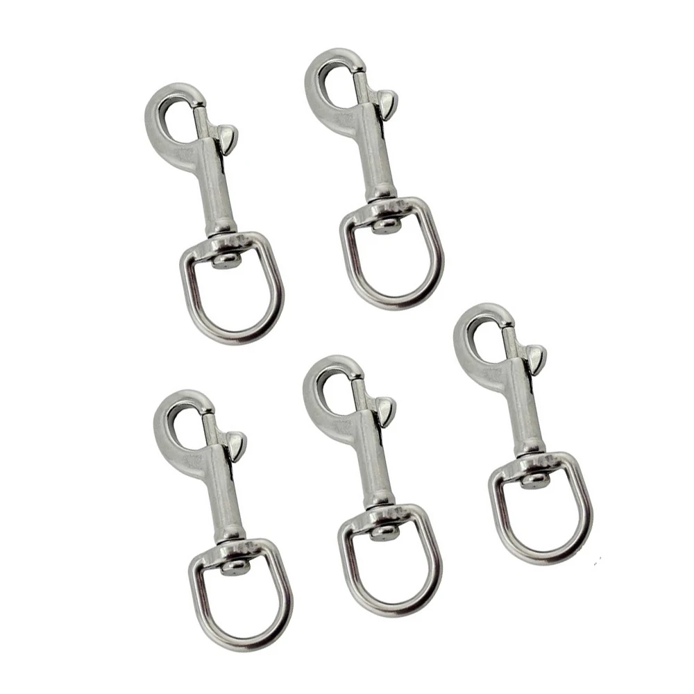 

5PCS 65mm Stainless Steel 316 Swivel Eye Bolt Spring Snap Hook High Polish Hooked Quick Snap Hook