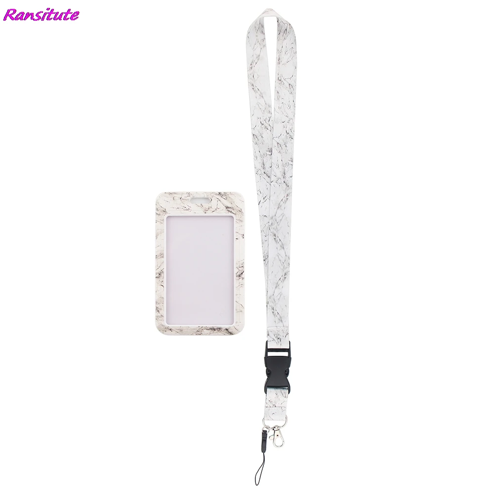 Ransitute R1423 белый Мрамор творческих шнурки держатель для карт студентов с завязками