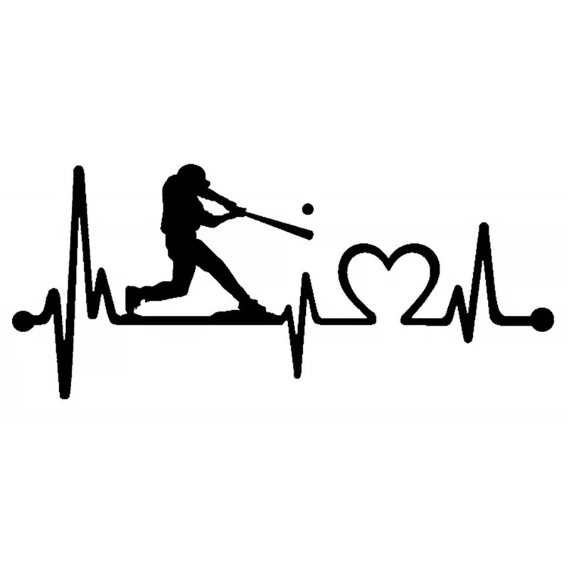 

Baseball Guy Batter Batting Heartbeat Lifeline Decal Sticker Car Stickers 1pcs