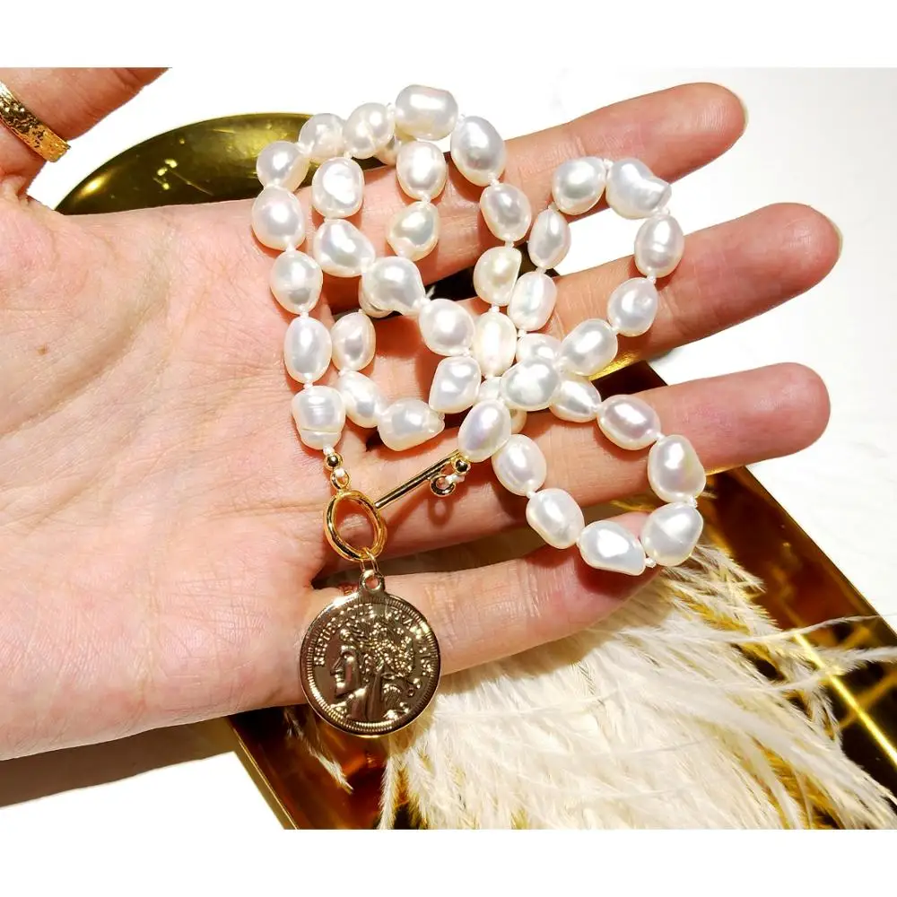 Lii Ji ожерелье с жемчугом в стиле барокко золотого цвета модное Стильное чокер