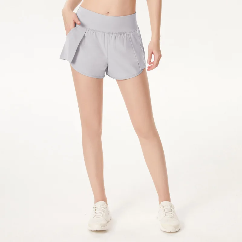 

Summer Quick-drying Running Shorts With Phone Pocket Sports Short Pants Women Gym Clothing Yoga Double Layer Sexy Fitness Shorts