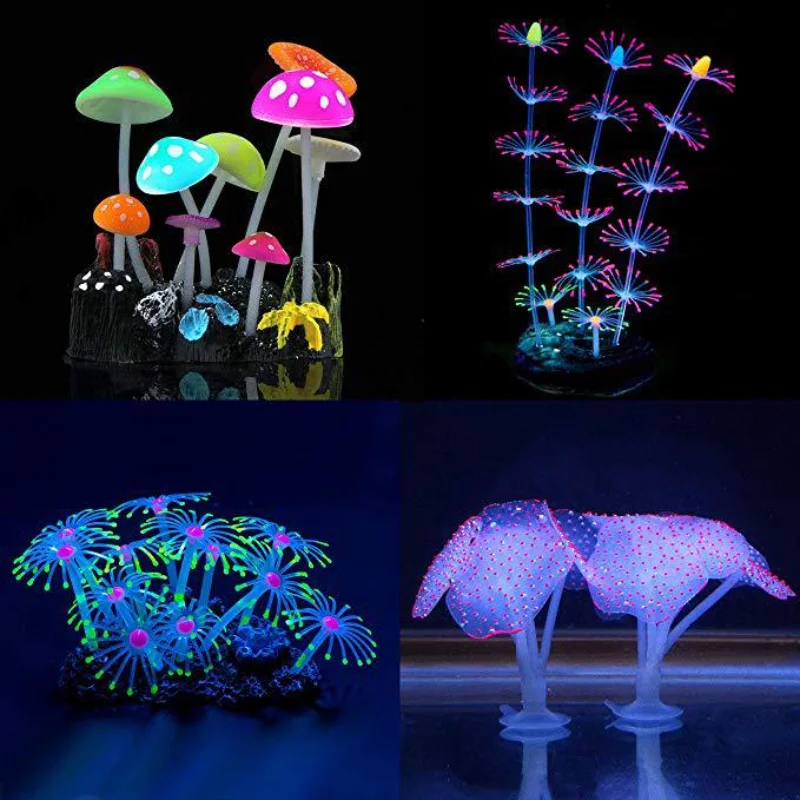 

Aquarium Accessories Vivid Artificial Coral Luminous Glow Fake Plant Fish Tank Decoration Silicone Soft Coral Combination