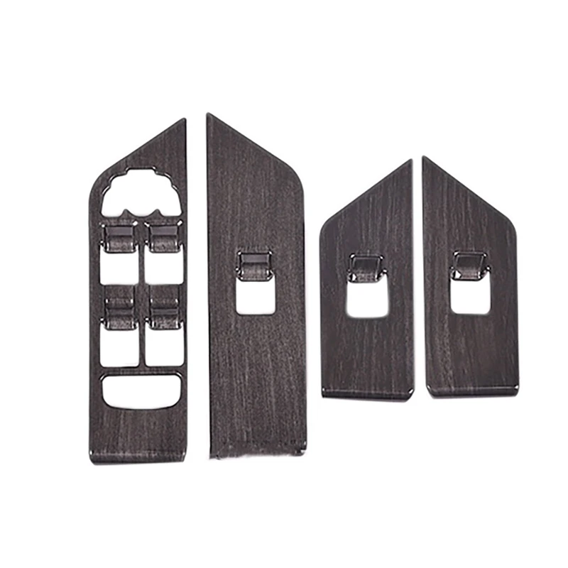 

4Pcs Black Wood Grain Window Lift Button Cover Trim Frame for Land Rover Range Rover Evoque 14-17 ABS Material