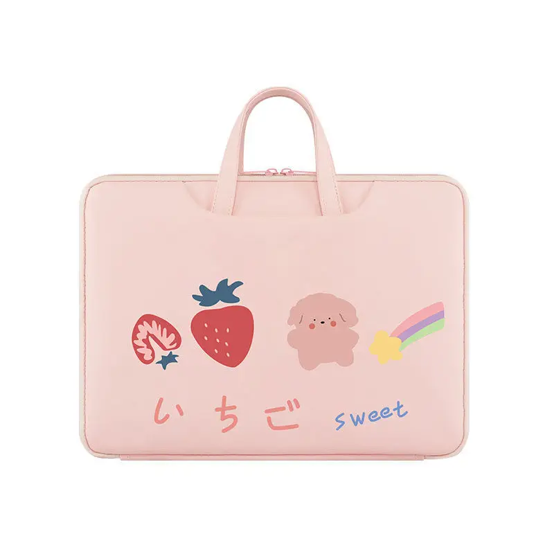 strawberry bear laptop bag sleeve case shoulder handbag notebook pouch briefcases for 13 14 15 15 6 inch macbook air pro huawei free global shipping