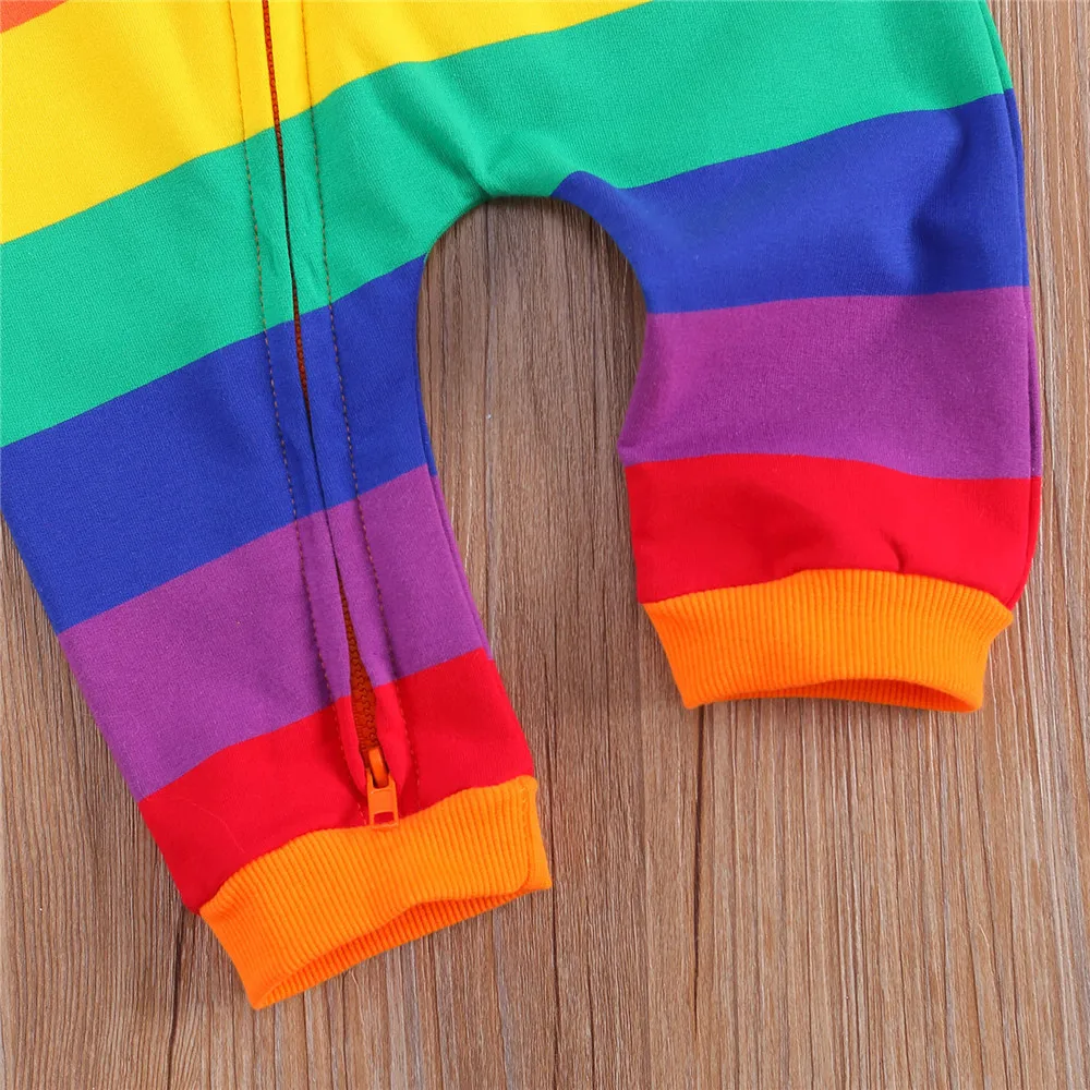 Разноцветные радужные полосатые ползунки для новорожденных Повседневный стиль