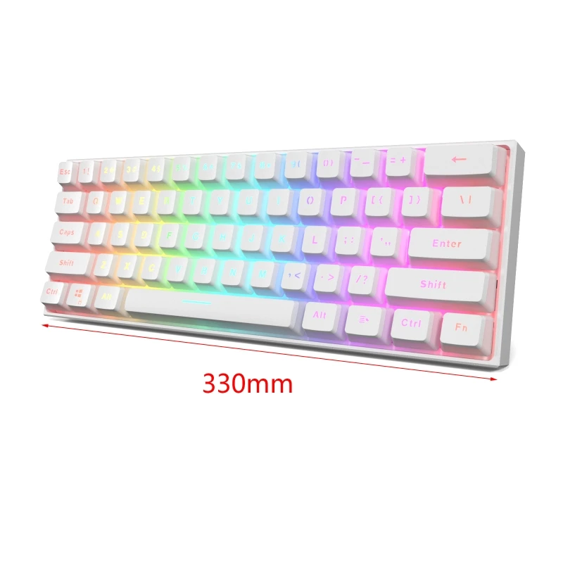 

1 Set 61 Keys Type-C RGB LED Double Skin Milk Shot Backlit Wired Mechanical Keyboard Mini Gaming Keyboard for PC Desktop Laptop
