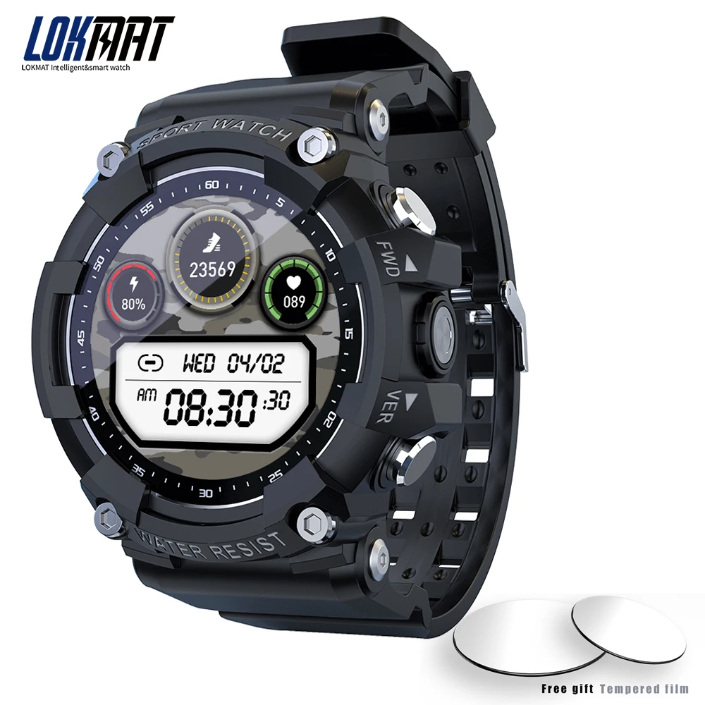 2021 LOKMAT ATTACK 2 Smart Watch Fitness Tracker Sports Bluetooth IP68 Waterproof Watches Heart Rate for Android IOS | Электроника