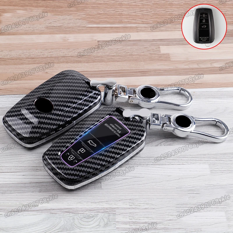 

carbon fiber car key case bag keychain for toyota highlander 2020 2021 2022 2023 xu70 accessories styling interior hybrid sport