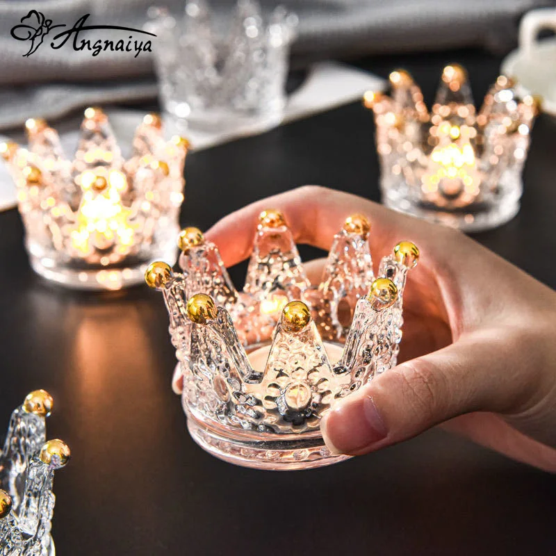 Подсвечник ANGNYA из трехмерного стекла подставка для кисти ногтей в форме короны