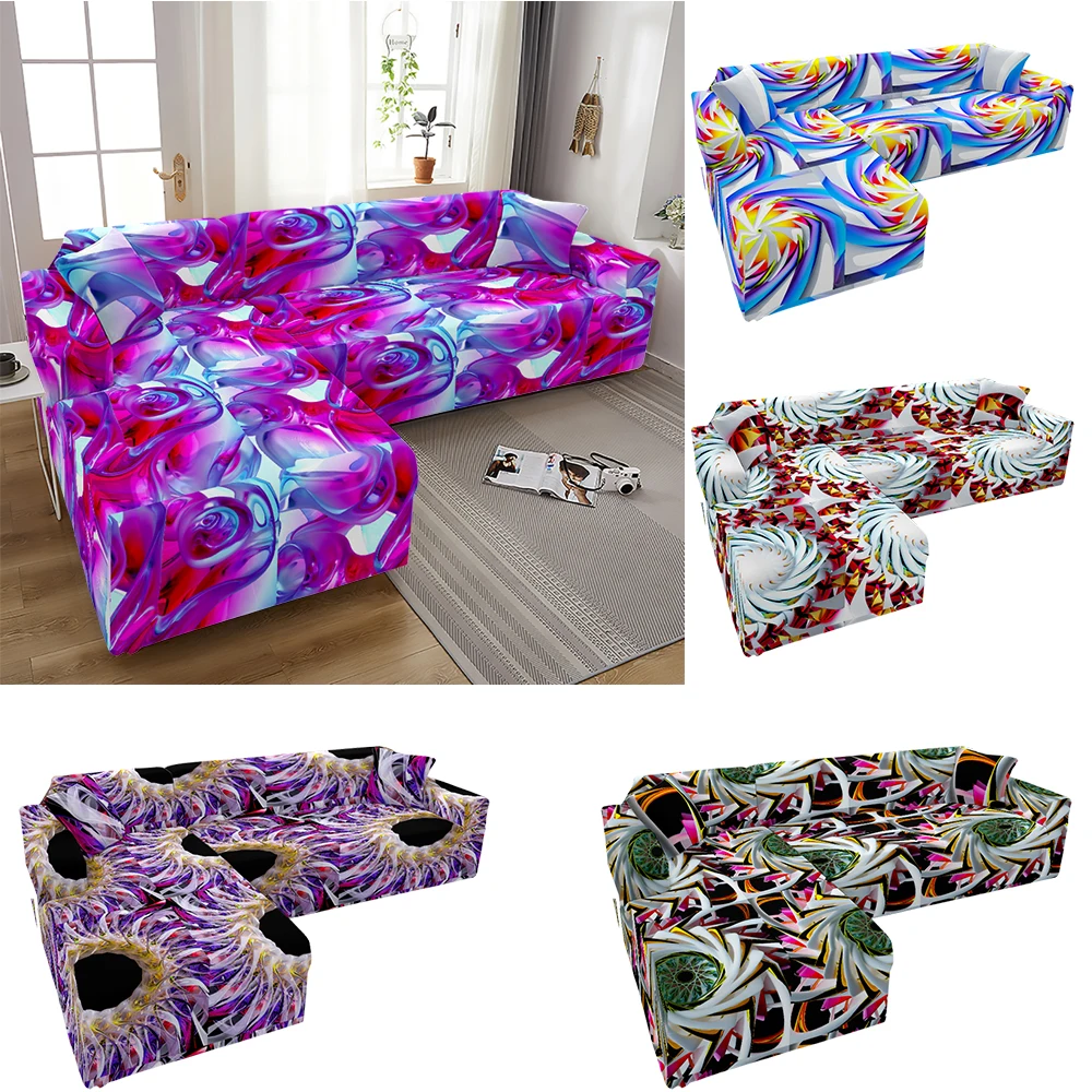 

3D Geometry Slipcovers Armchair Lining Sofa Cover L Shap Straight Sofas Cover 3 Seater 1/2/3/4-Seater Sofa Cover 4 Seater