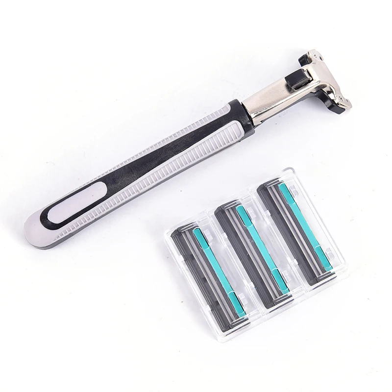 

3Pcs Safety razor 2 Layers Razor Body Face Shaving Razor Tool Blades For Standard Beard Shaver Trimmer Manual Razor