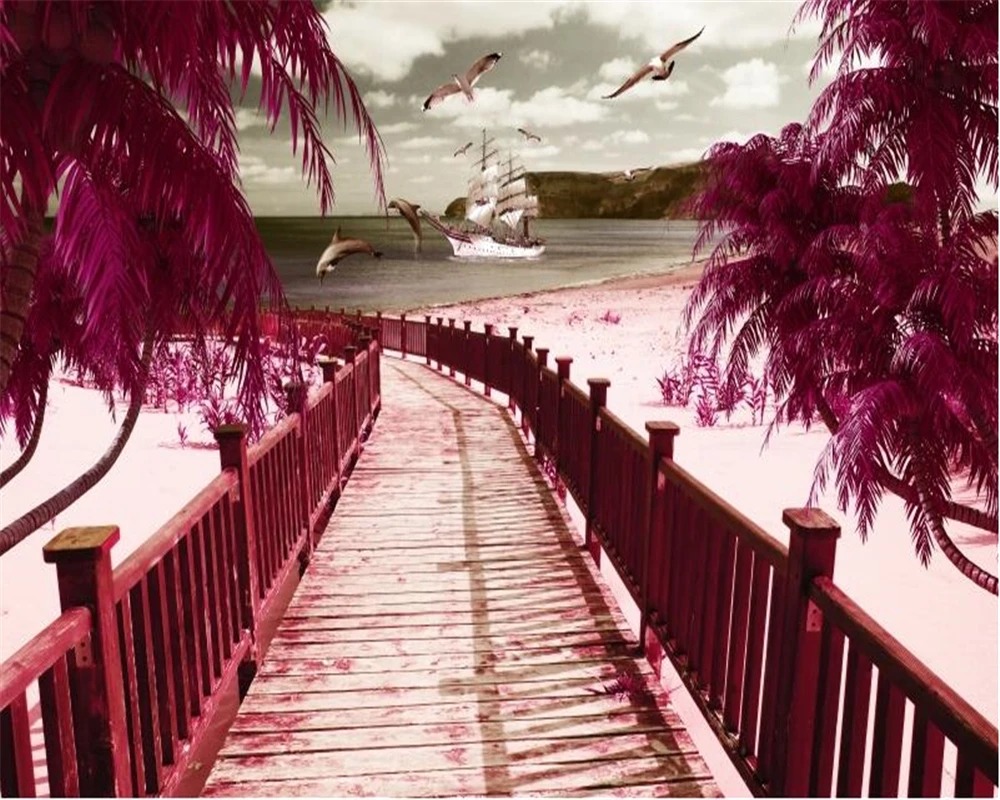 beibehang 3d large wall mural wallpaper HD Beautiful wooden bridge creek forest landscape backdrop custom silk photo paper | Обустройство