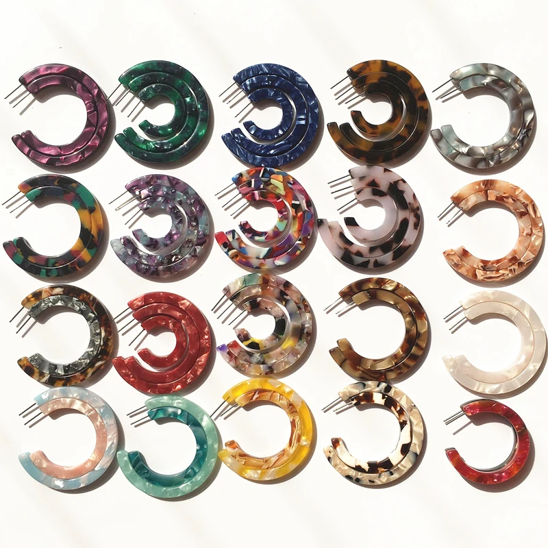 UJBOX Мультицветные серьги из ацетата толщиной 4 мм для женщин кольцевые крючки красные зеленые желтые голубые ацетатная минималистическая ювелирная подарок на.