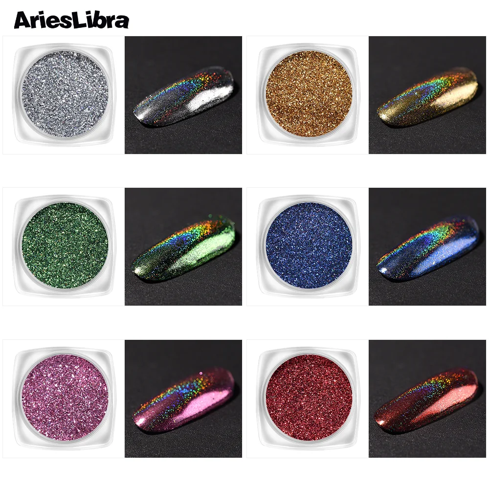 Лазерный маникюрный порошок arislibra блестящий хромированный пигмент для