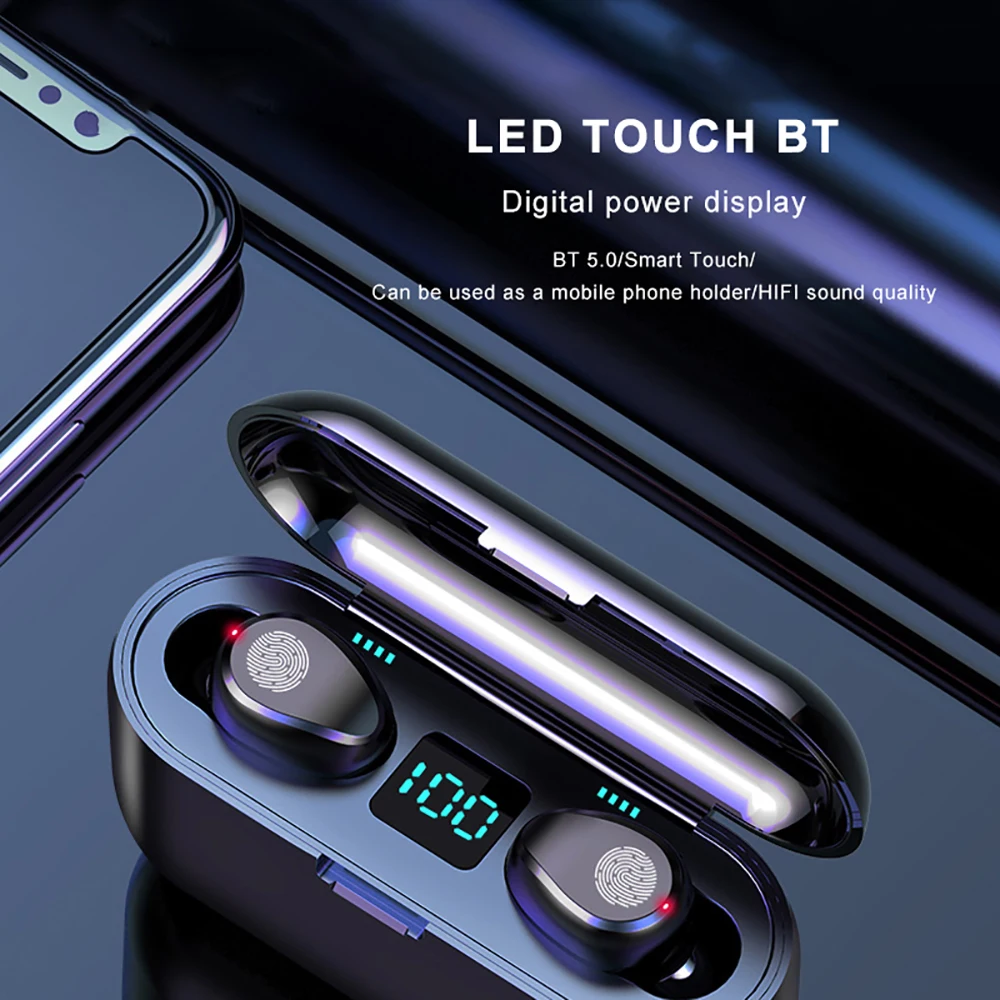 Беспроводные Bluetooth 5,0 TWS наушники с цифровым Мощный светодиодный дисплей Mpow наушники-вкладыши стерео наушники с CVC8.0 и 2000 мАч power Bank