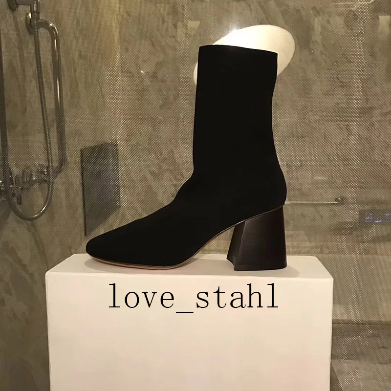 Г.; lovestahl; женские эластичные сапоги из натуральной кожи наивысшего качества с прострочкой; носки на высоком каблуке; ботильоны - Цвет: Черный