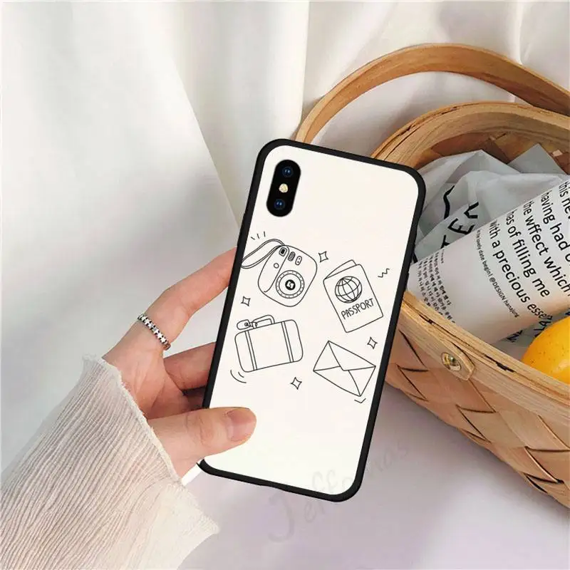 

INS Plane World Tour Map label pattern luxury Phone Case funda for iPhone 11 12 pro XS MAX 8 7 6 6S Plus X 5S SE 2020 XR