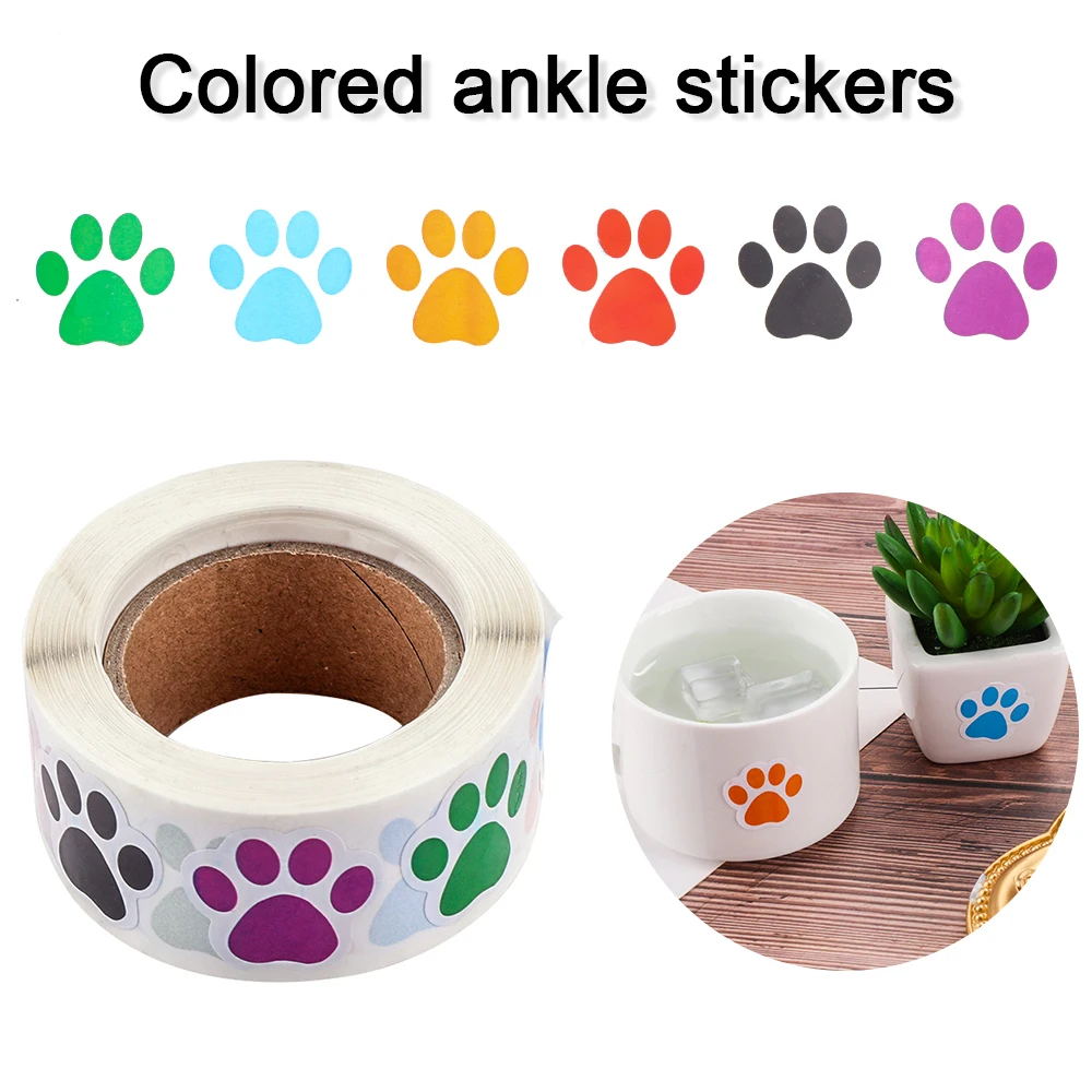 500pcs Paw Printed 500 шт цветные наклейки с принтом в виде лап s, собаки, кошки, медведя, этикетки в виде лапы, 6 цветов, как награда, наклейки, канцелярские товары для детей - Цвет: 500pcs Paw Printed