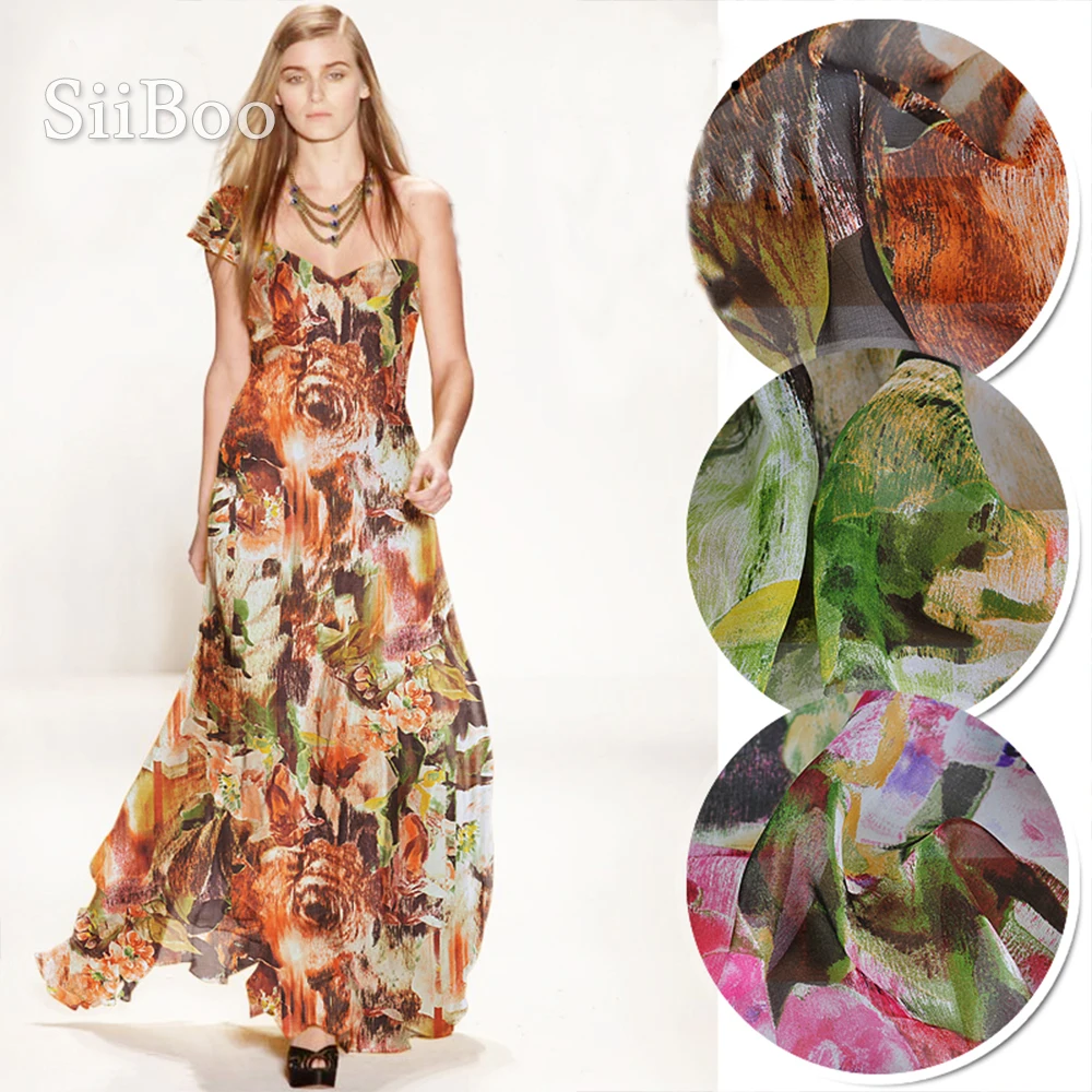 Пасторальный стиль абстрактный розовый цветочный принт 100% натуральный шелк