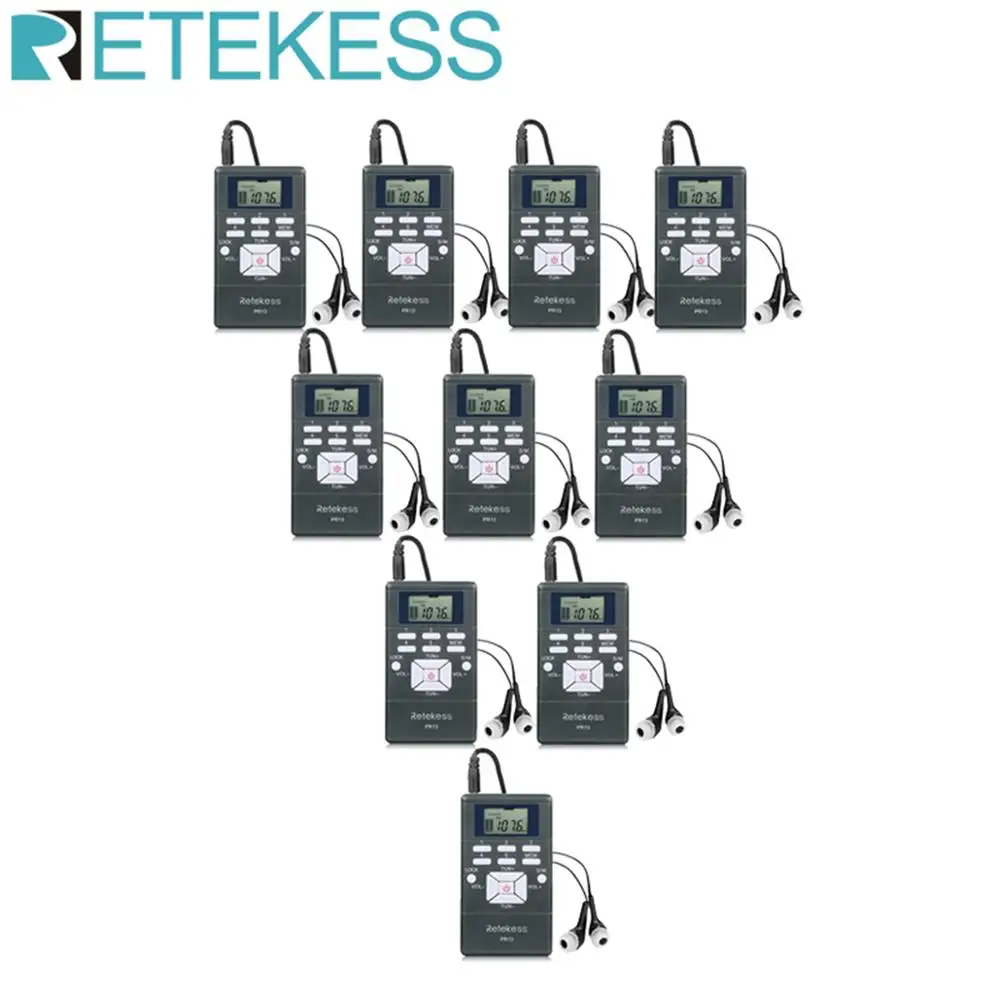 10 шт. RETEKESS PR13 радио FM стерео DSP портативный Радиоприемник цифровые часы для обучения церковной конференции