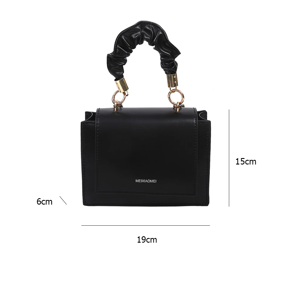 

Fashion Handle Pleated PU Leather Flap Crossbody Bag Women Portable Solid Color Shoulder Messenger Handbags Casual Travel Purse