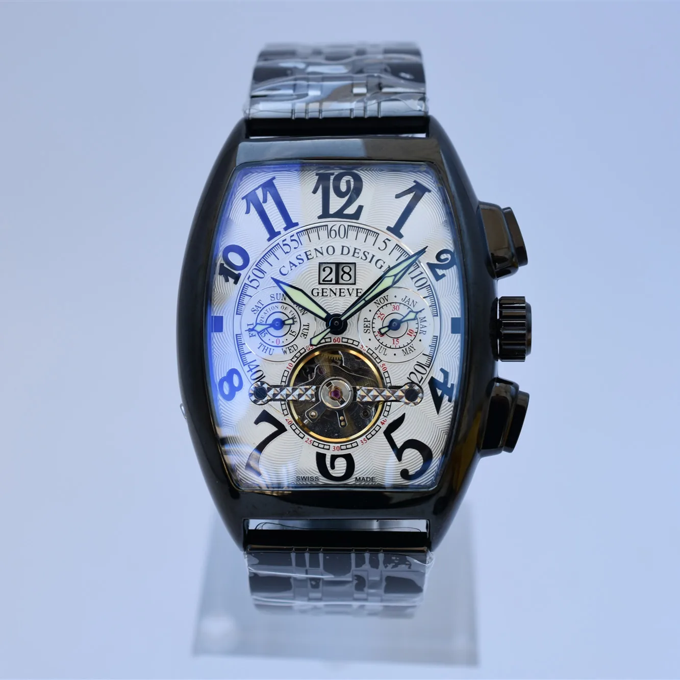 2 CASENO брендовые модные часы из нержавеющей стали tourbillon Механические Мужские золотые часы дропшиппинг день Дата Скелет Мужские часы с автоматическим подзаводом - Цвет: 2