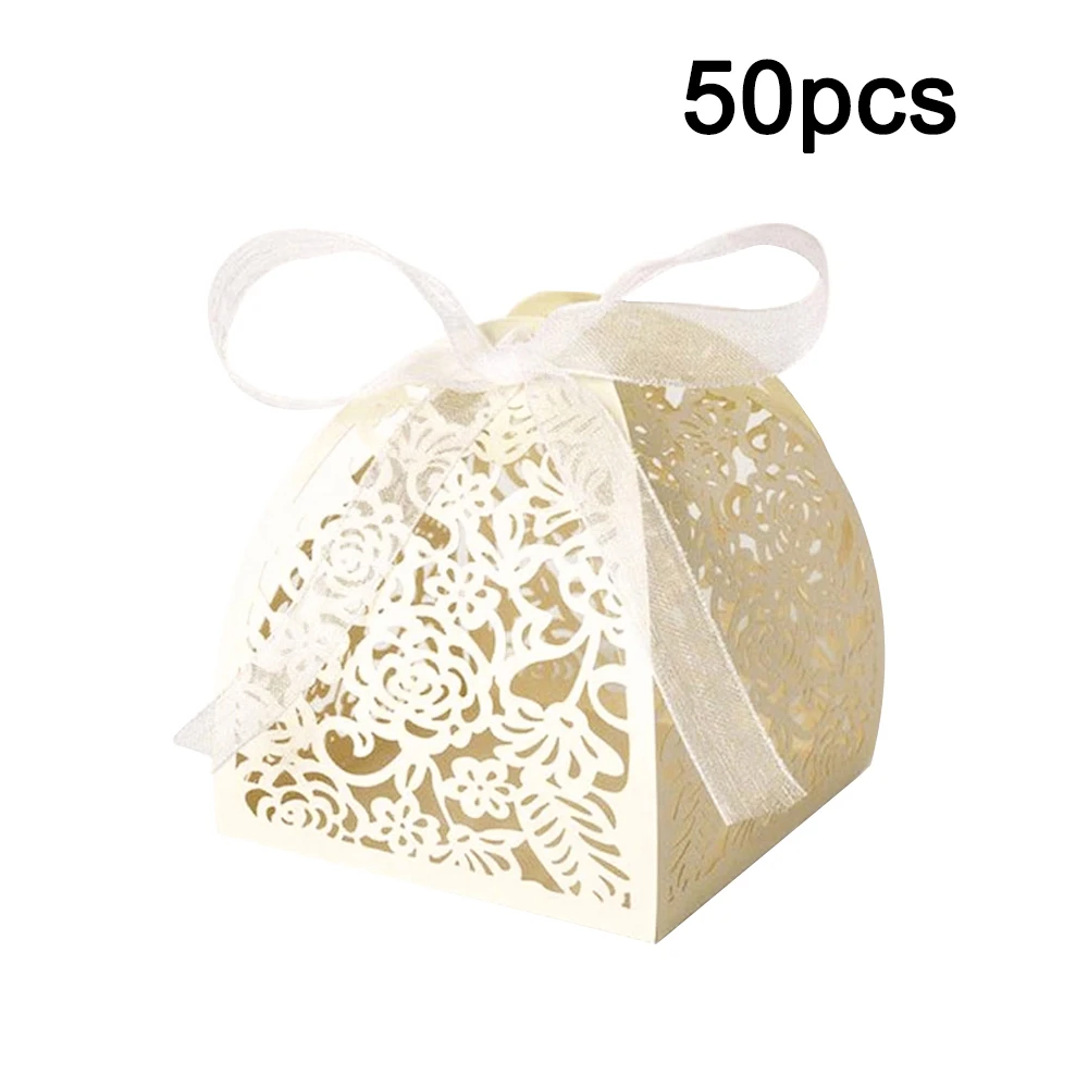 50pcs/lot Rose Flower Laser Hollow Candy Box Wedding Sugar Sweet Boxes Elegant Gift Party Christmas Supplies | Дом и сад