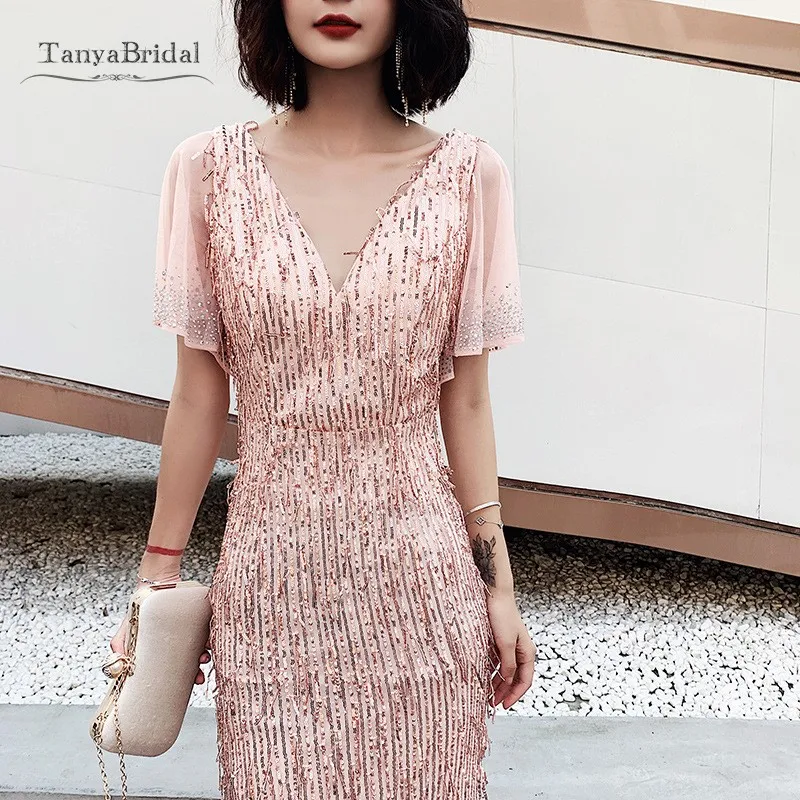 Новый список V образным вырезом вечернее платье с пайетками длинное v-образным на