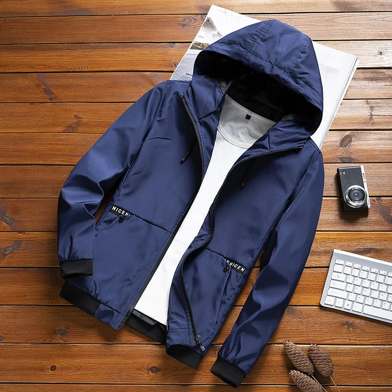 Однотонная мужская куртка повседневная демисезонная с воротником-стойкой 2020 6XL