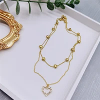 new design personalized fashion gold multi layer overlapping love full diamond necklace clavicle chain