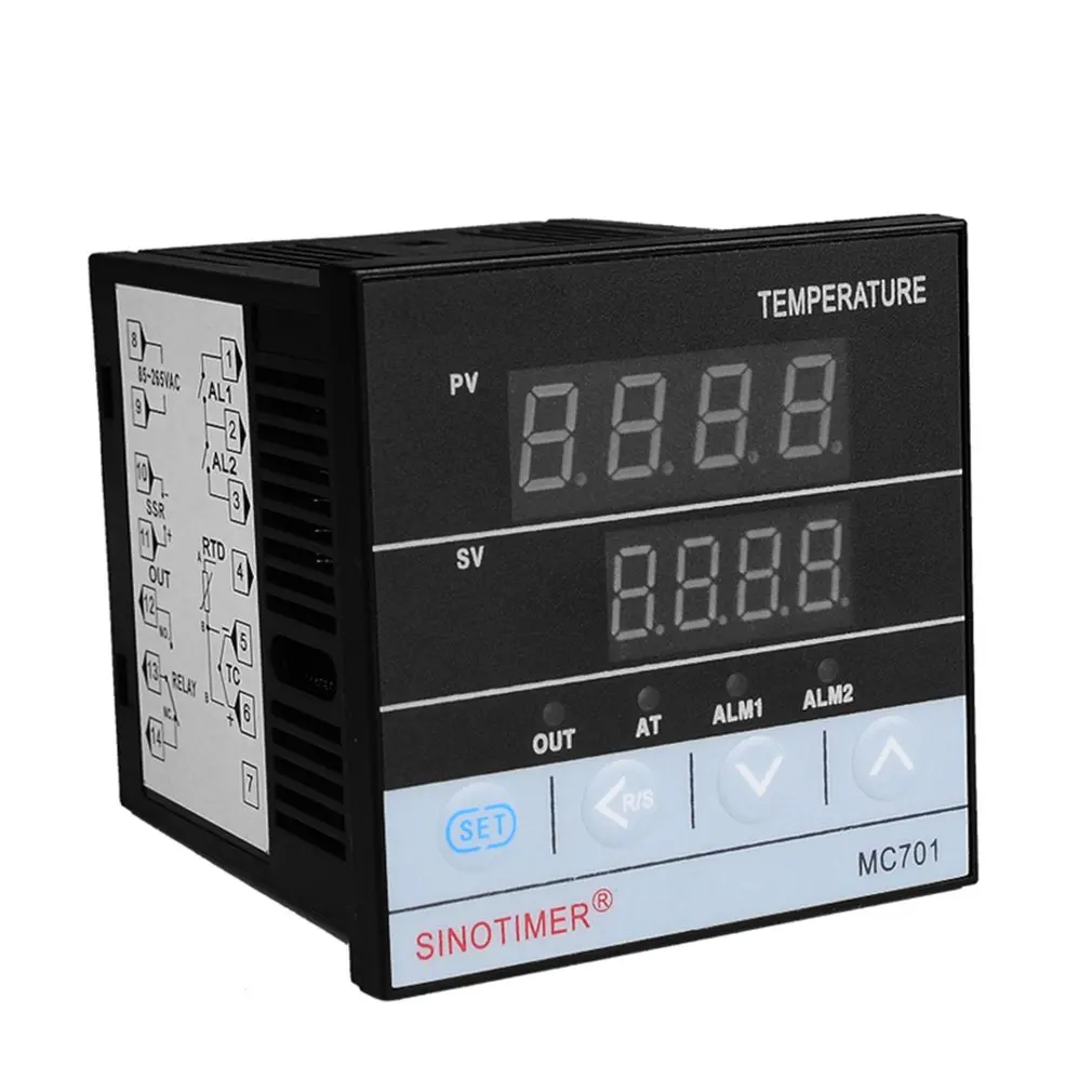

Temperature Controller Input PT100 K Thermocouple Digital PID SSR Relay Output Heat With Alarm Fahrenheit Short Shell