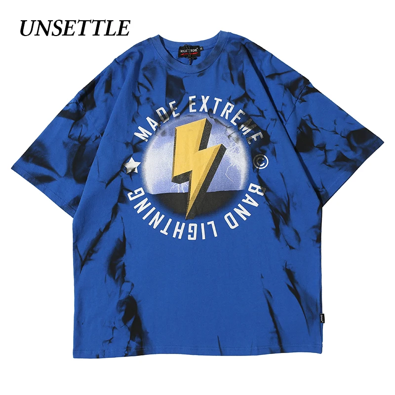 UNSETTLE Harajuku футболки Летние молнии для мужчин/женщин хип хоп модная футболка с