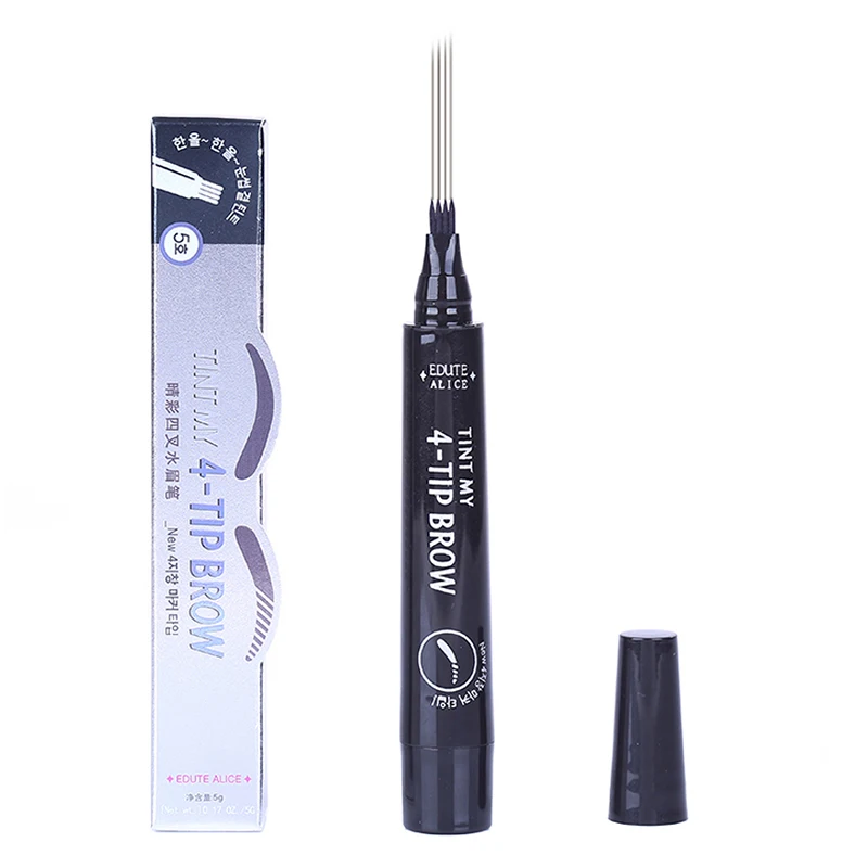 Natural 3D Microblading Eyebrow Tattoo Pen with 4 Micro Tips Superfine Sketch Liquid Eyebrow Pencil Waterproof Brow Tint TSLM2