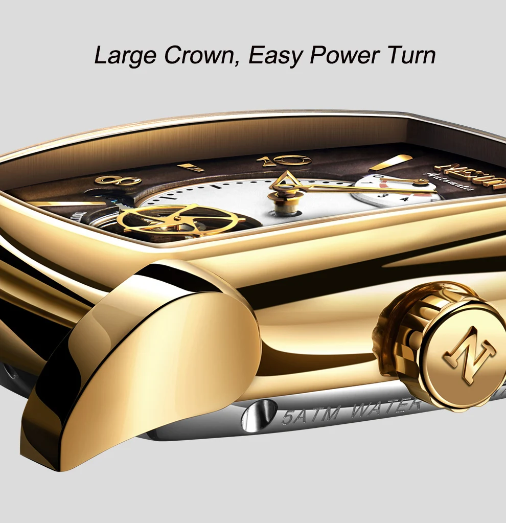 Автоматические механические часы Nesun Tourbillion, часы со скелетом, мужские роскошные Брендовые мужские часы, водонепроницаемые, relogio masculino N9039-3