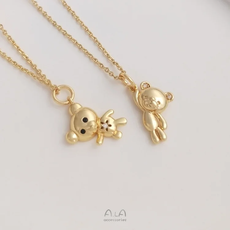 

10Pcs 14K True Gold Color-Preserving Copper Animal Bear Charms Pendants DIY Jewelry Making Findings Accessories