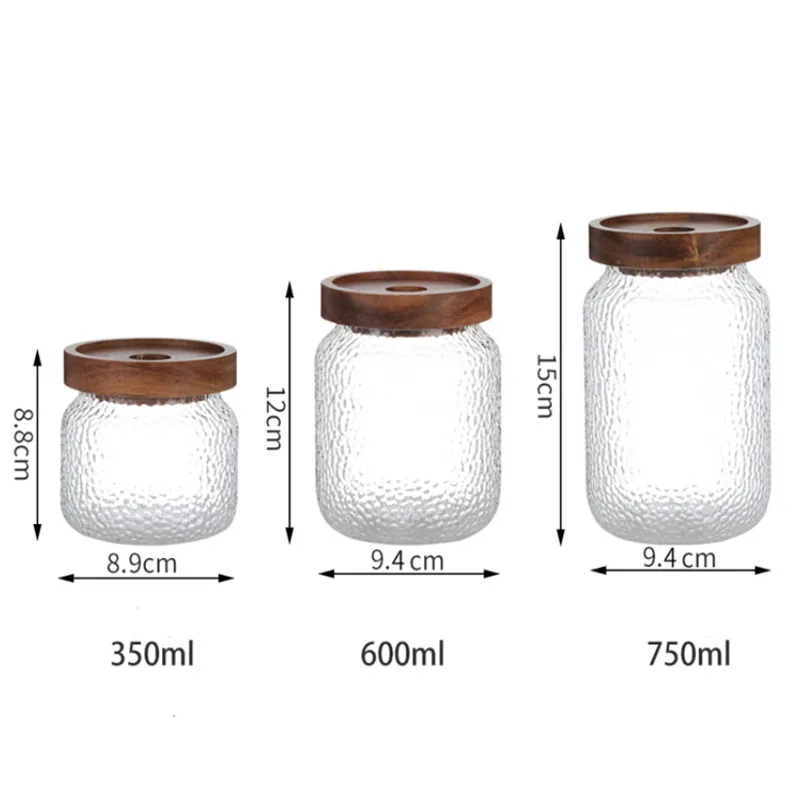 Hammer Grain Glass Jar - 600Ml -1Pcs