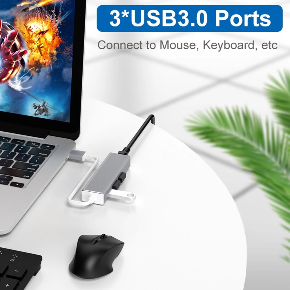Адаптер tebe 4 в 1 с 3 портами USB 0 Type C к Rj45 Lan Ethernet сетевой разветвитель адаптер для