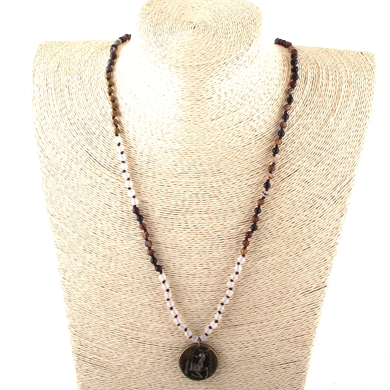 Модные богемные этнические ювелирные изделия 4 мм натуральные камни длинное