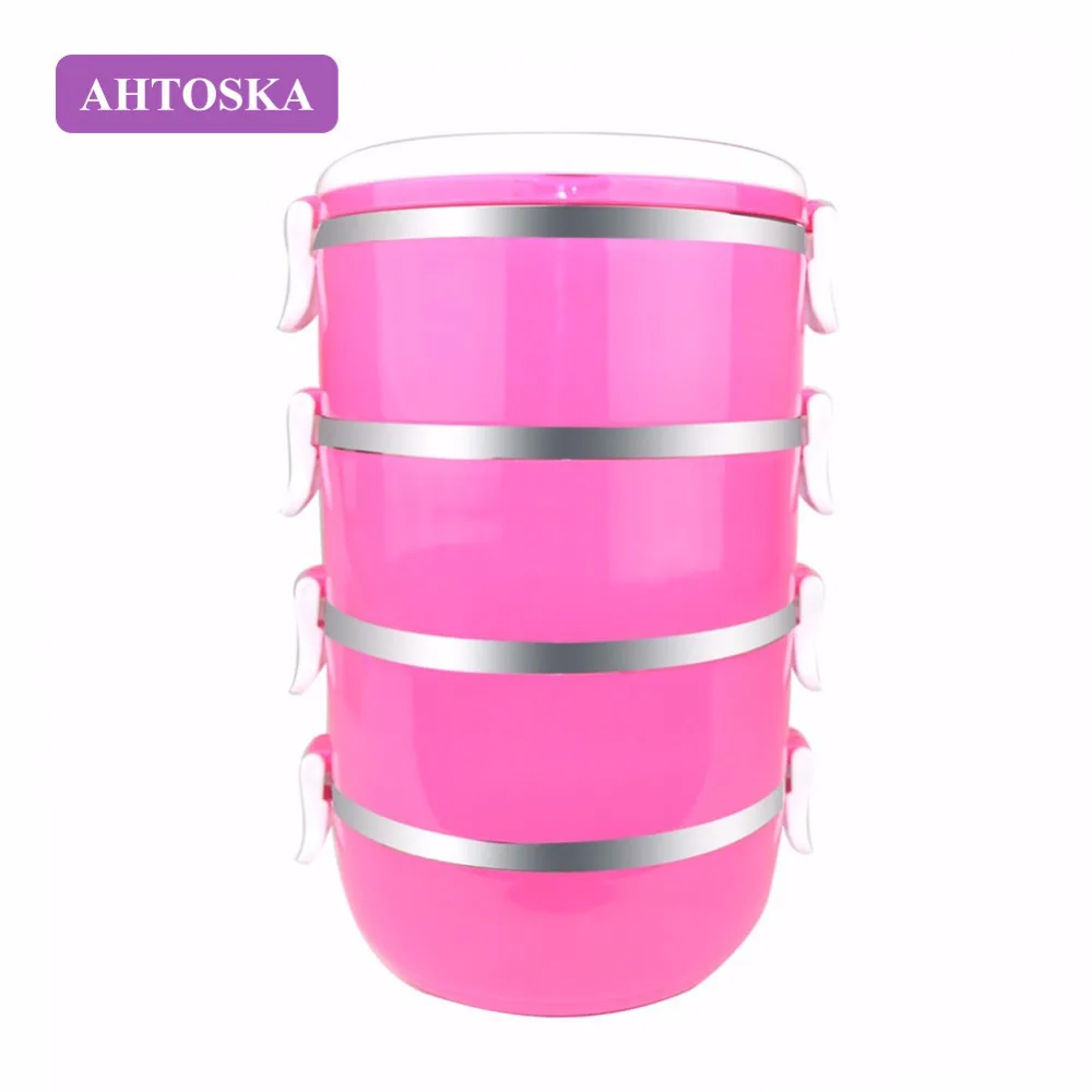 AHTOSKA четыре Слои Портативный PP и 304 Нержавеющая сталь Пластик контейнеры