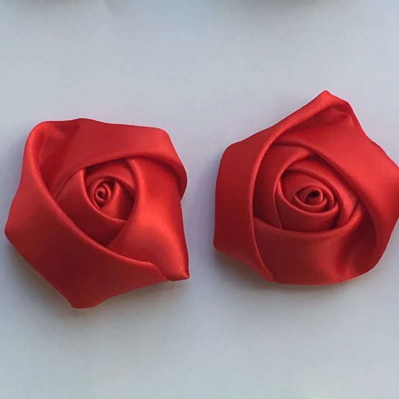 

10Pieces/lot Size 3.5cm Satin Ribbon Rose Flower Silk Fabric Flower Handmade DIY Wedding Bouquet Flower Hair Cloth Accessories
