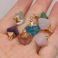 natural semi precious stone four pyramid crystal pendant 8 12mm for jewelry making necklaces accessories gift
