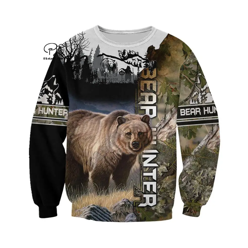 

PLstar Cosmos 3DPrint Brown Bear Hunter Hunting Animals Funny Men/Women Harajuku Streetwear Hoodies/Zip Hoodie/Sweatshirt/-c14