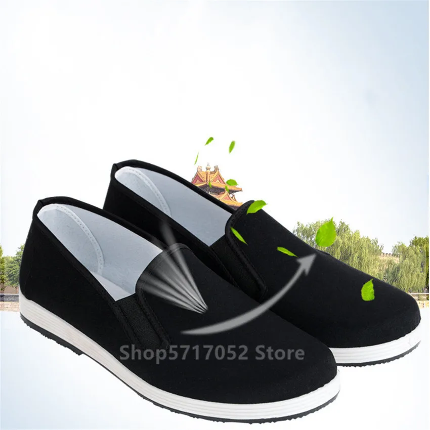 Мужские черные туфли в китайском стиле балетки кунг-фу Брюс Ли для косплея ушу